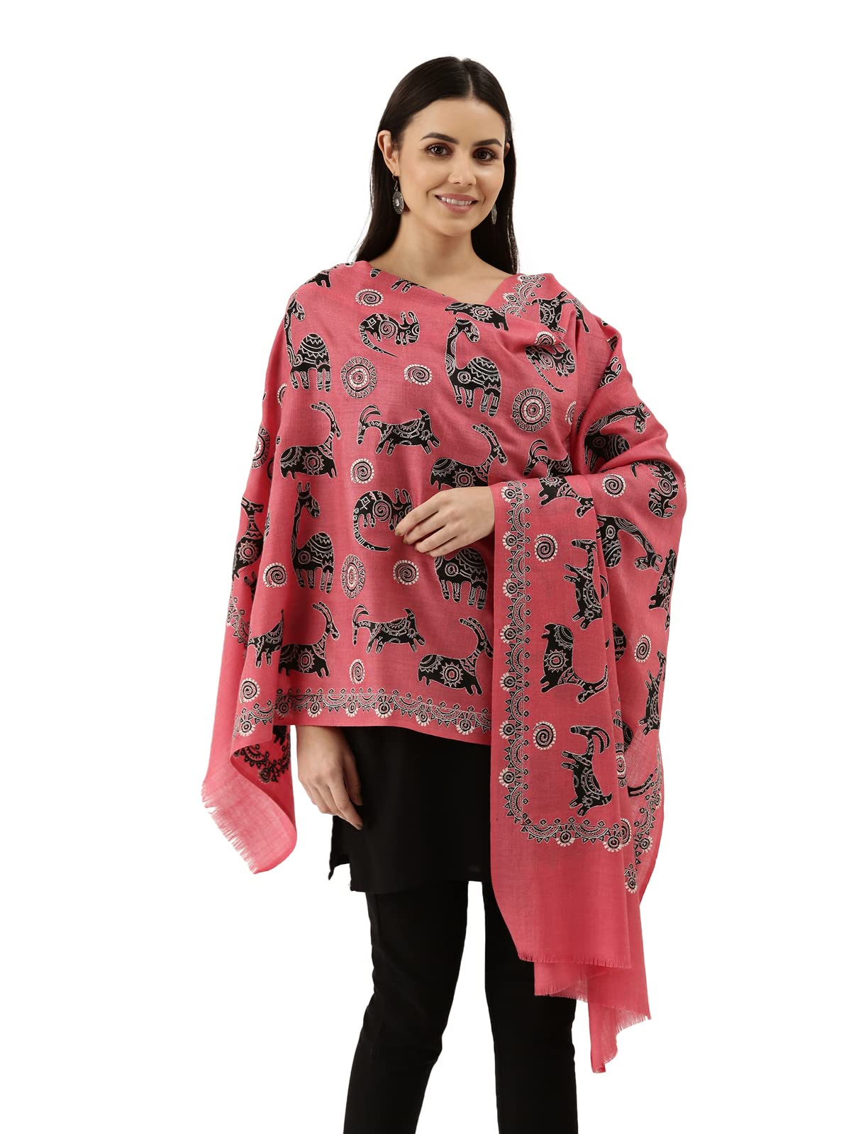 pashmoda Women 100% Pure Wool Sozni Hand Embroidered Stole, Stole and Wrap, Sustainable and Natural Fabric (Size 71X203 CM)-picture-54