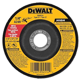 DEWALT DW4514 1/4" Thick Grinding Wheel with 4-1/2" Diameter and