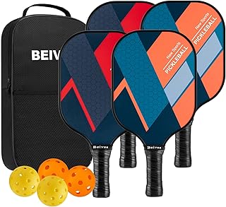 Pickleball Paddles Pickle Ball Raquette Set of 4 Lightweight Pickleball Set, 4 Pickleball Rackets with 4 Balls Including Portable Carry Bag