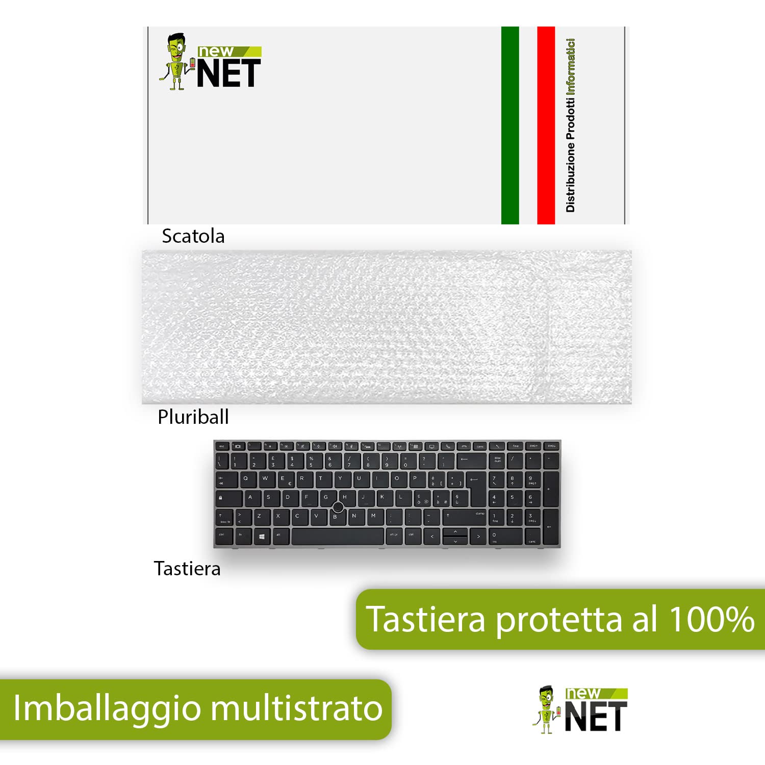 new net - Tastiera Compatibile con Notebook HP Zbook 15 G5 15 G6 17 G5 17 G6 [Frame Grigio Scuro - Trackpoint - Retroilluminata - Layout ITA]