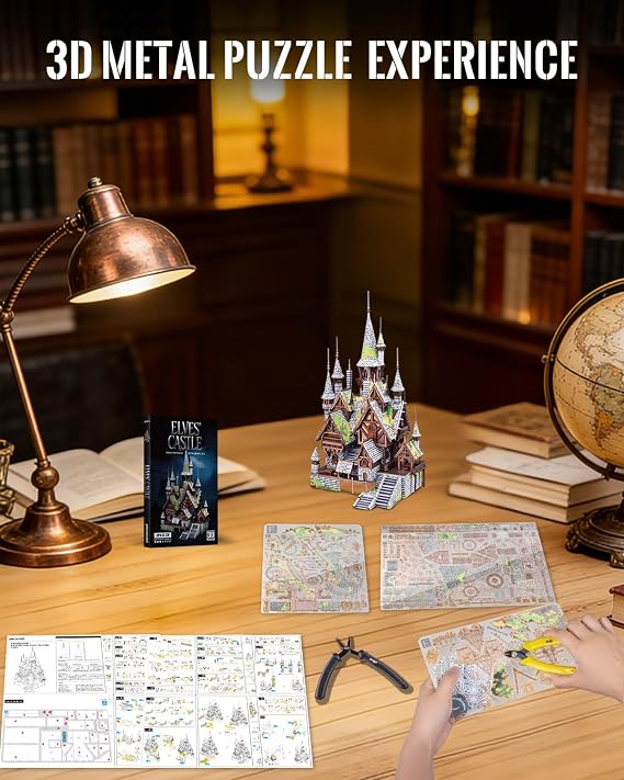 Piececool 3Dメタルパズル エルフの城 メタルモデルキット 大人用 DIY 建築組み立てキット 家族の時間 ホームデコレーション 最高のギフト