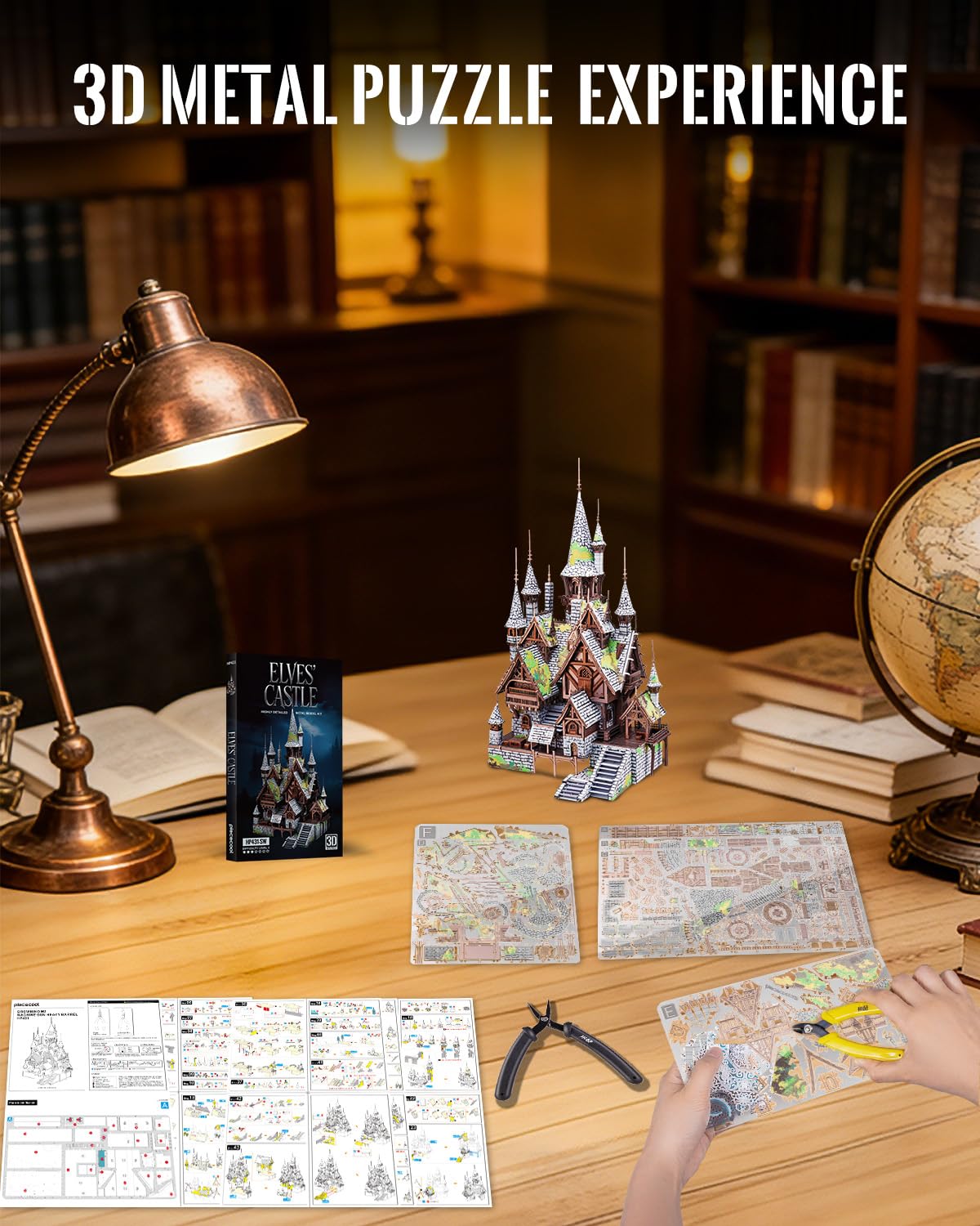 Piececool Puzzle in metallo 3D a forma di castello di elfi, per adulti, kit di costruzione fai da te per architettura, tempo in famiglia, decorazione per la casa, idea regalo