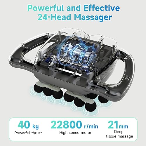 Miniatura 3 de Juego de pistolas de masaje de 24 cabezas, con 99 niveles y 9 modos, pistola de masaje de tejido profundo, piernas, cintura, cuello y espalda