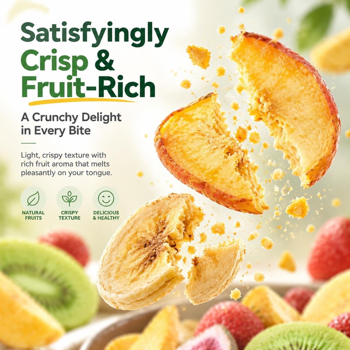 Gefriergetrocknete Früchte, Knuspriger Mix Aus 7 Sorten, Snack, 500g