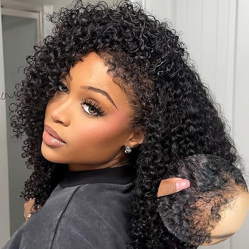 4C Edges Kinky Curly Lace Front Wig for Black Women