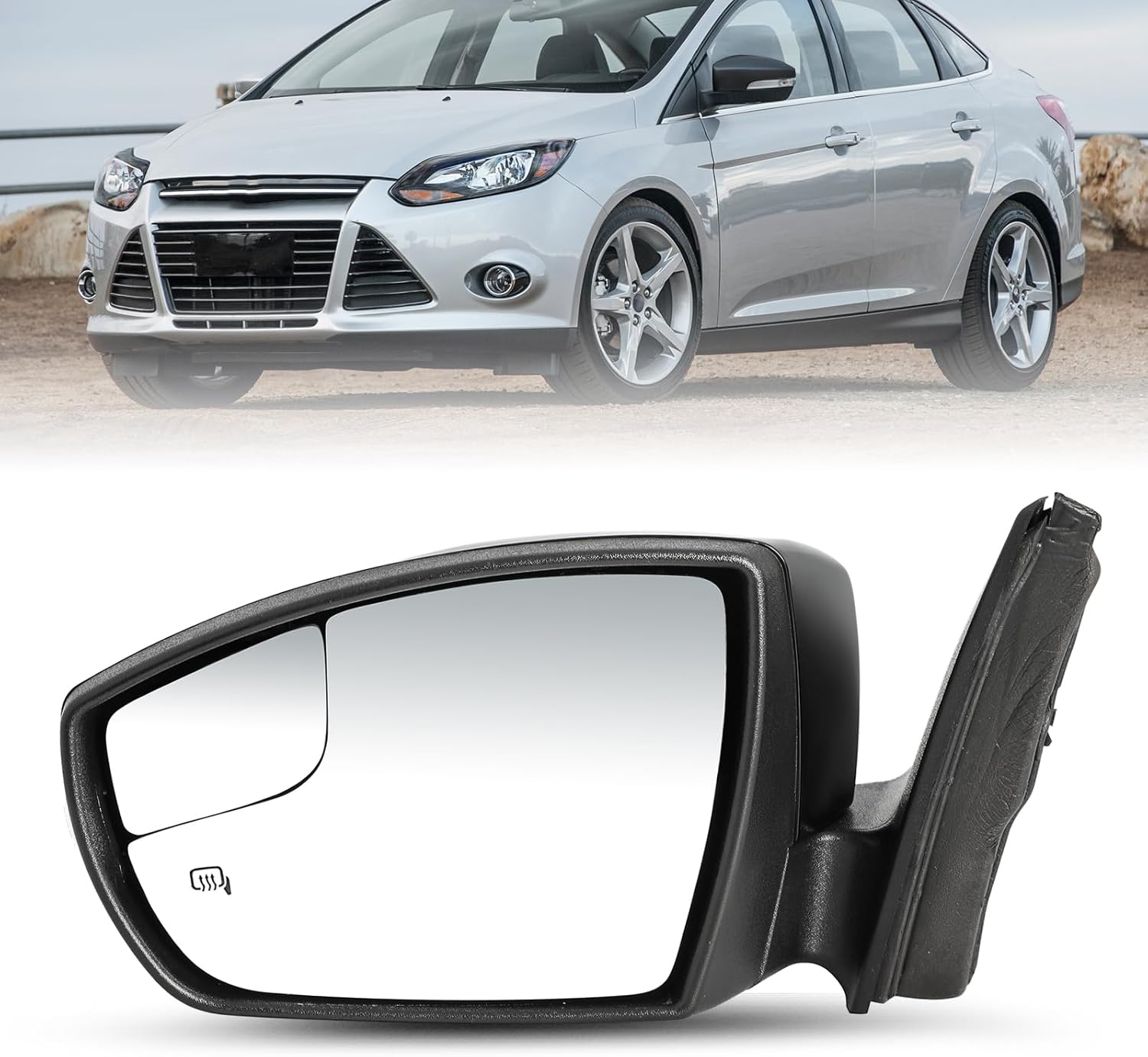 JSBOYAT Driver Side Mirror Compatible With 2012 2013 2014 Ford Focus - Heated Rearview Mirrors w/Turn Signal Electric Adjustment,Blind Spot Monitor,Power Glass,Manual Folding,6-Pins