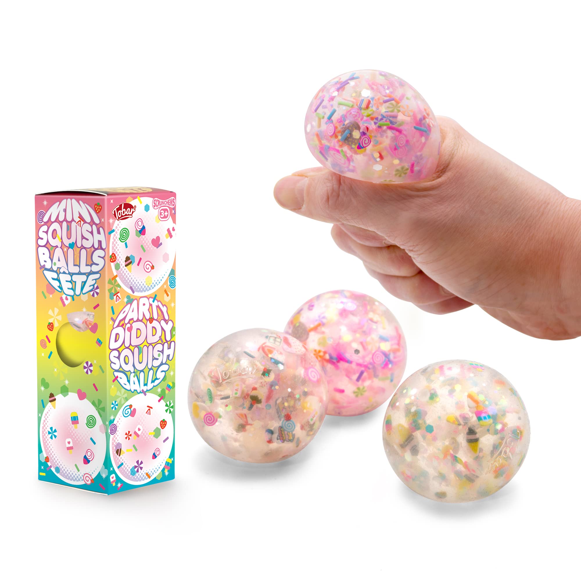 Tobar SCRUNCHEMS PARTY DIDDY STRESS SQUISH BALL zabawka - 3 szt