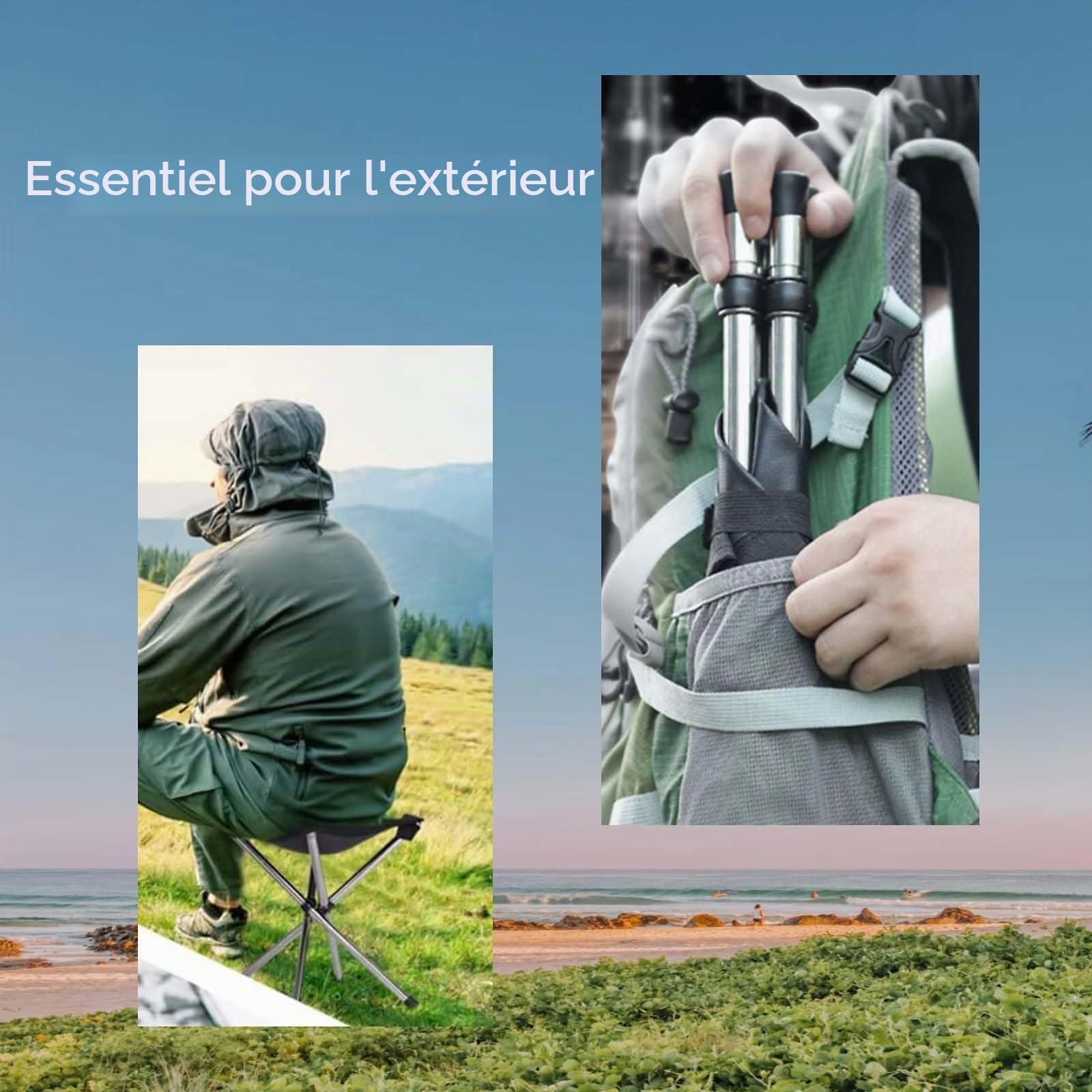 Tabouret Pliant Portable et Léger, Camping Pliant Tabourets, Tabouret Pliable Télescopique Mini Chaise pour Le Camping en Plein air, Pêche, Pique-Nique, Randonnée, Voyages, Plages, Parcs