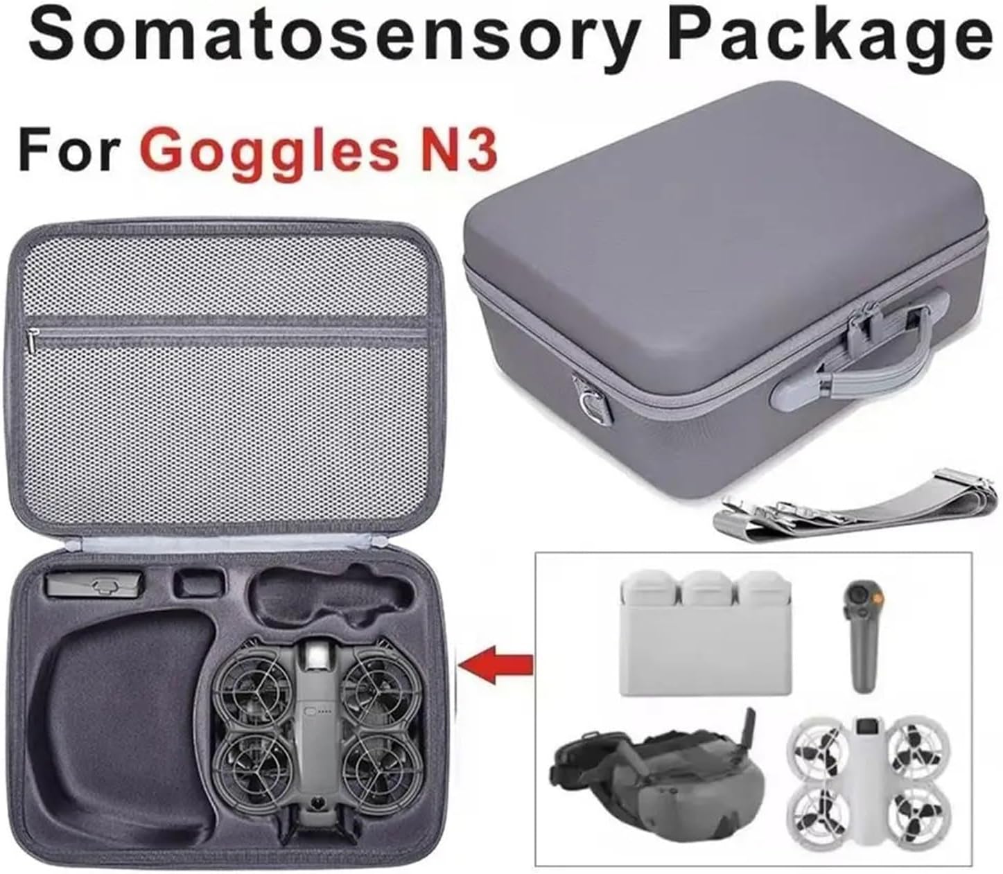 DJI Neo2 ドローン &amp; ゴーグル N3 防水 耐衝撃 収納バッグ アクセサリー 旅行用 ハードキャリーケース