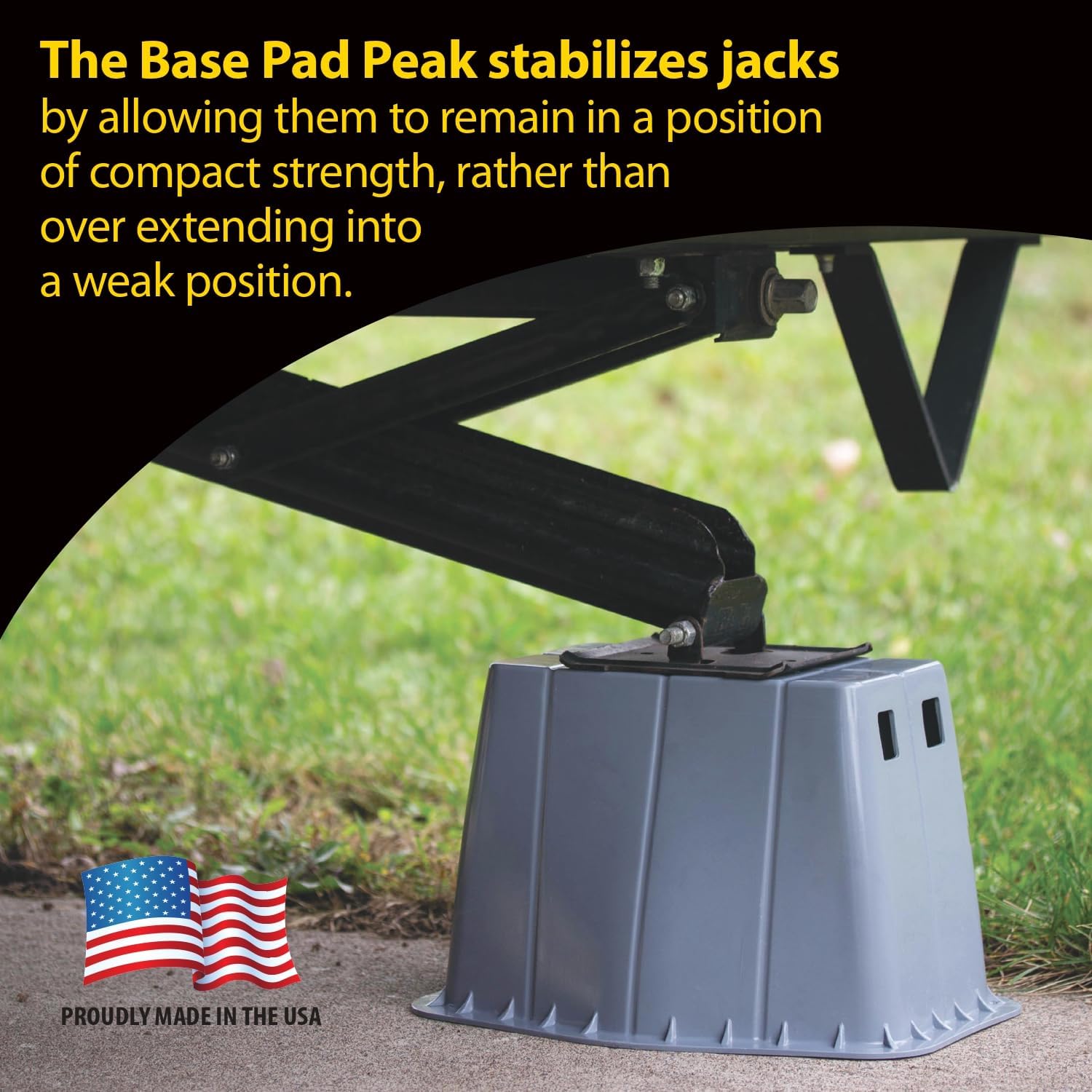 Stromberg Carlson JBP-813.1 Base Pad Peak - Trailer Jack Block – RV Pads – Travel Trailer Accessories – Tongue Jack Base – Leveling Block – Camper Accessories for RV Platform (1 Pack, Gray)