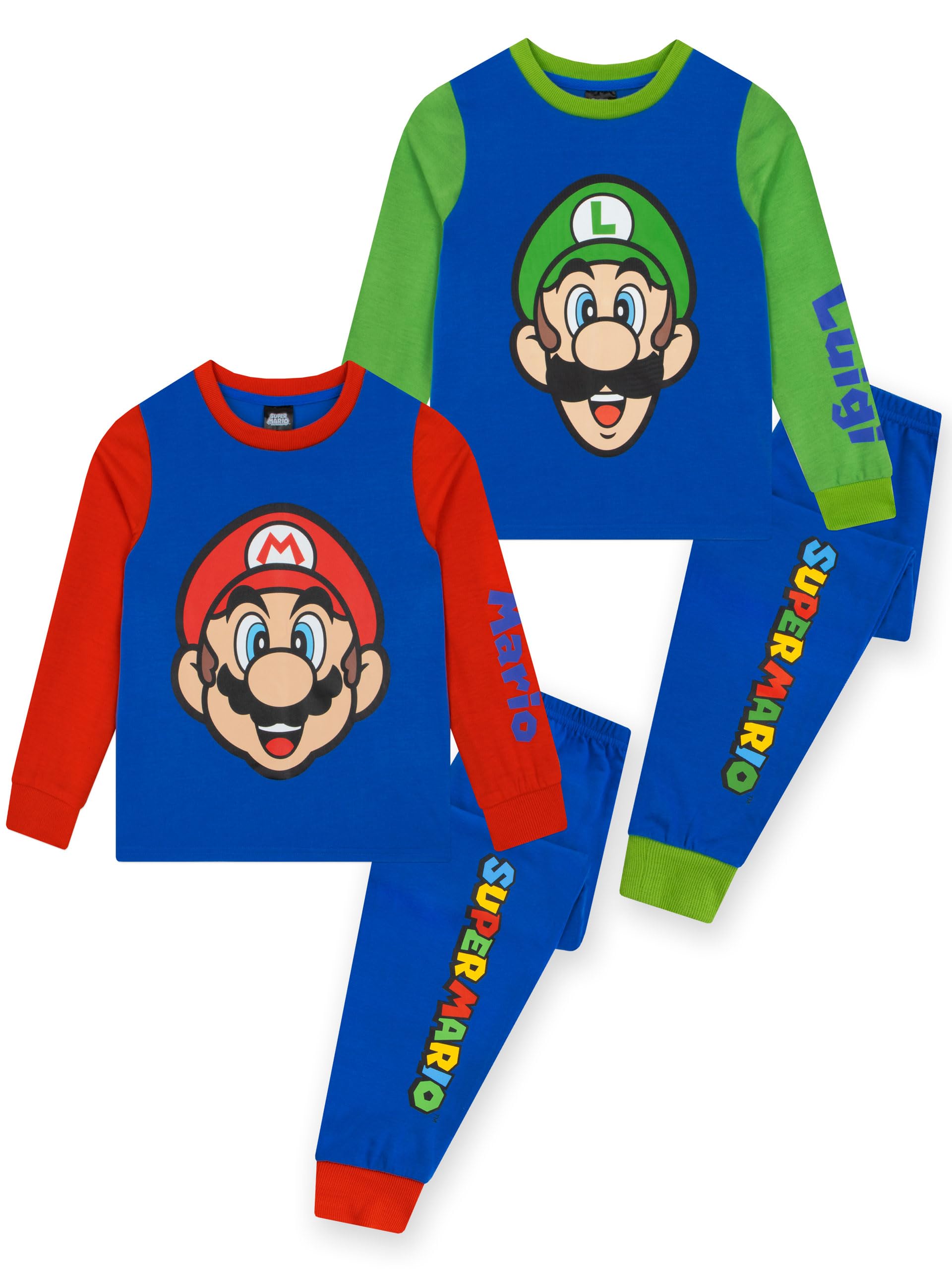 Super Mario Pijamas para Niño, Pack De 2, Pijamas Infantiles Gamers, Conjuntos Pijama De Mario para Niños