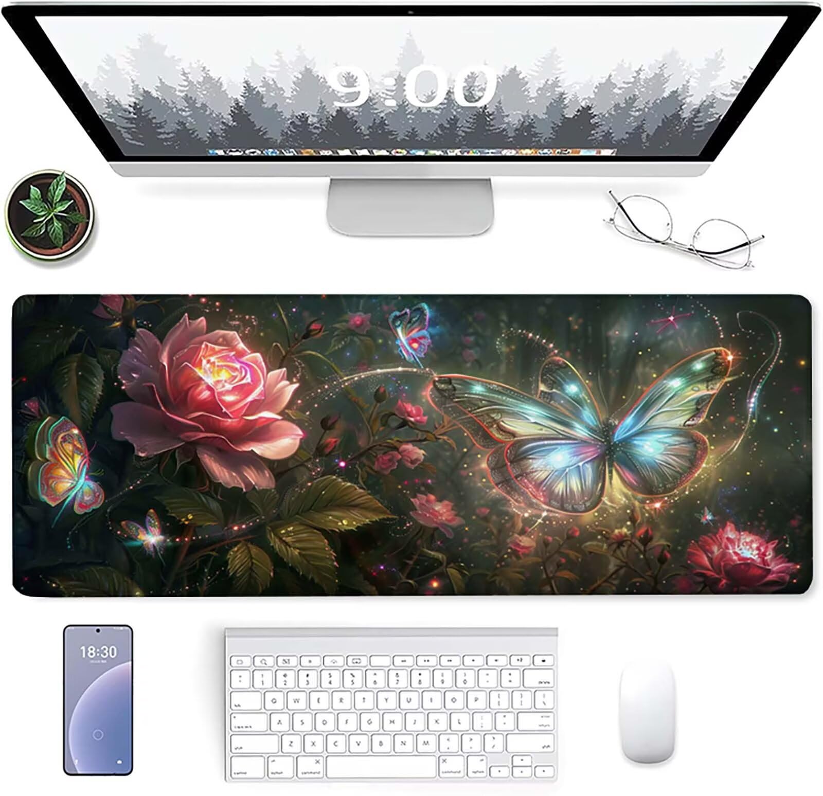 Podkładka pod mysz XXL 1600x800x3mm, podkładka pod mysz do gier motyl z antypoślizgową gumową powierzchnią, poprawia precyzję i szybkość, komputer dla gracza i akcesoria biurowe, prezent dla mężczyzn