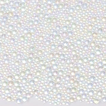 20g UV Glass Bubble Beads 0.4 to 3mm No Hole Round Tiny Iridescent Water Droplets Bubble Beads for Crafts Resin Filler Jewelry Making AB Clear