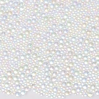 20g UV Glass Bubble Beads 0.4 to 3mm No Hole Round Tiny Iridescent Water Droplets Bubble Beads for Crafts Resin Filler Jewelry Making (AB Clear)