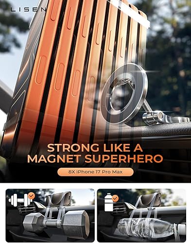Vista 4 de LISEN for MagSafe Car Mount for iPhone 17 PRO MAX, Extra Smal Ultra Magnetic Phone Holder for Car Dashboard, Car Phone Holder, Car Accessories for