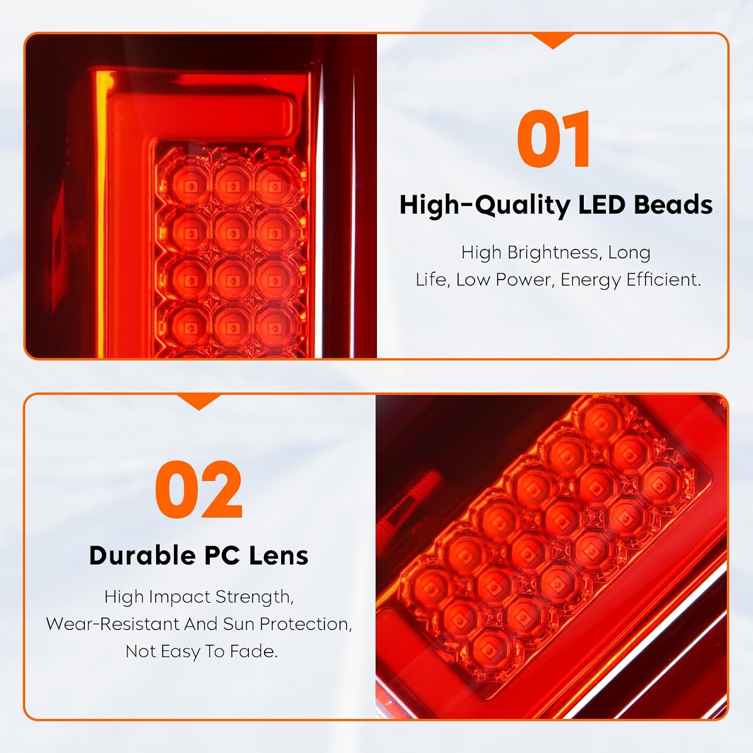LED Tail Lights for Ford F150 2009 2010 2011 2012 2013 2014 (Fleetside Bed Model), Rear Taillights Assembly, Chrome Housing Red Lens, ‎BL3Z13404AB, BL3Z13404B, BL3Z13405AB, BL3Z13405B