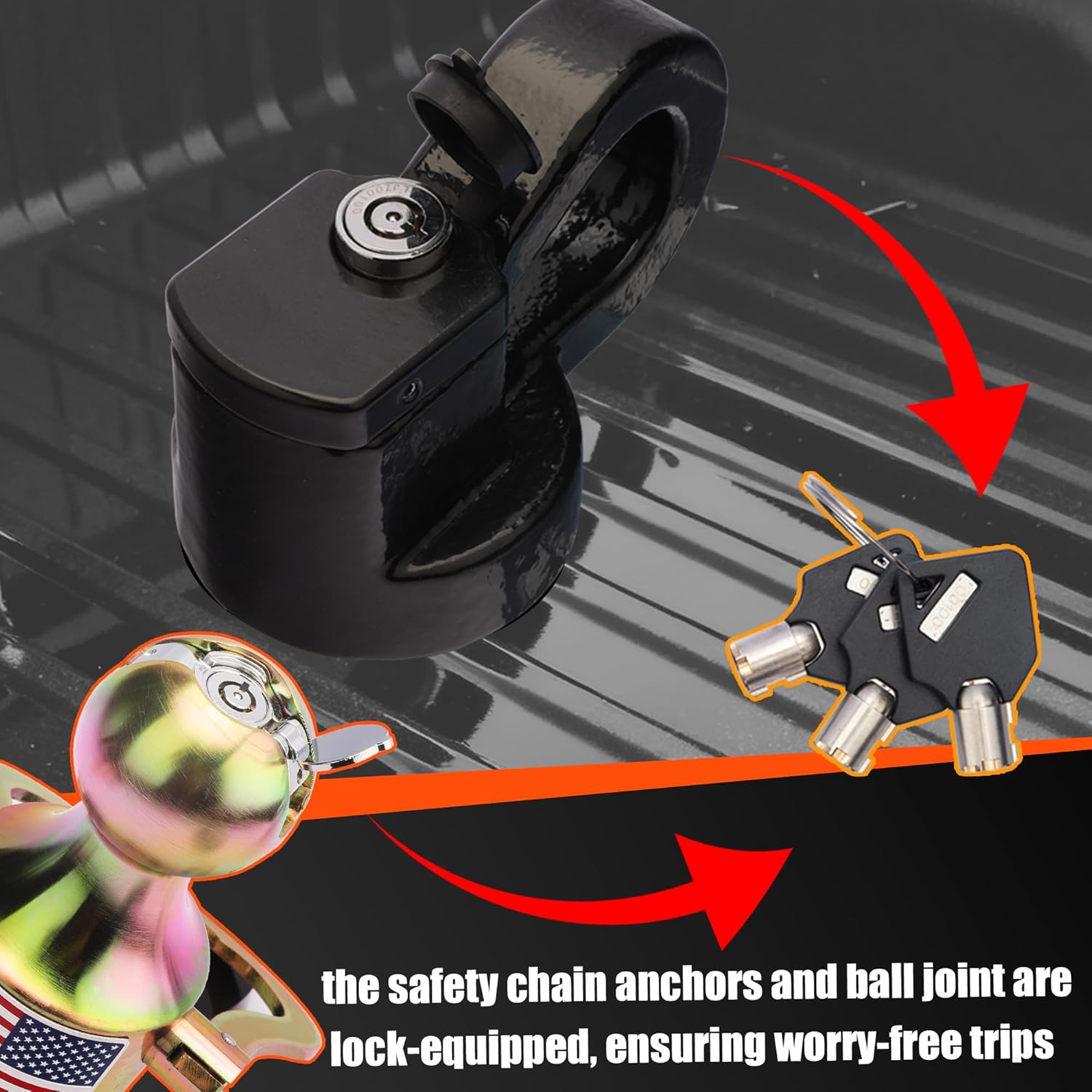 Puck System Gooseneck Hitch Kit, Both 2-5/16" gooseneck Ball and Satefy Chain Anchors with Anti-Theft Locks for F250 F350 for Silverado 2500/3500HD, Sierra 2500/ 3500HD Replace#GNXA2061