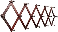 Vista 37 de SKOLOO Percha de pared de acordeón con 16 ganchos, moderno perchero expandible para pared, madera maciza, color nogal oscuro