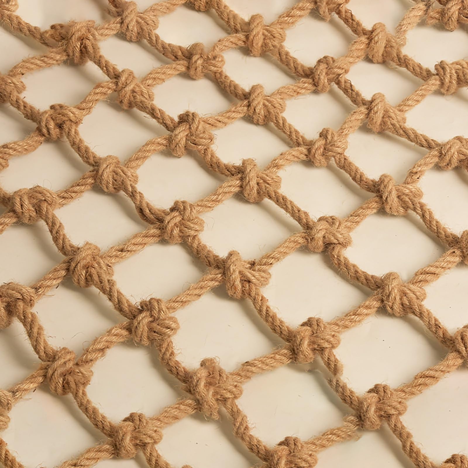 Filet d'escalade tissé main en jute haut de gamme 10mm avec fixations indépendantes