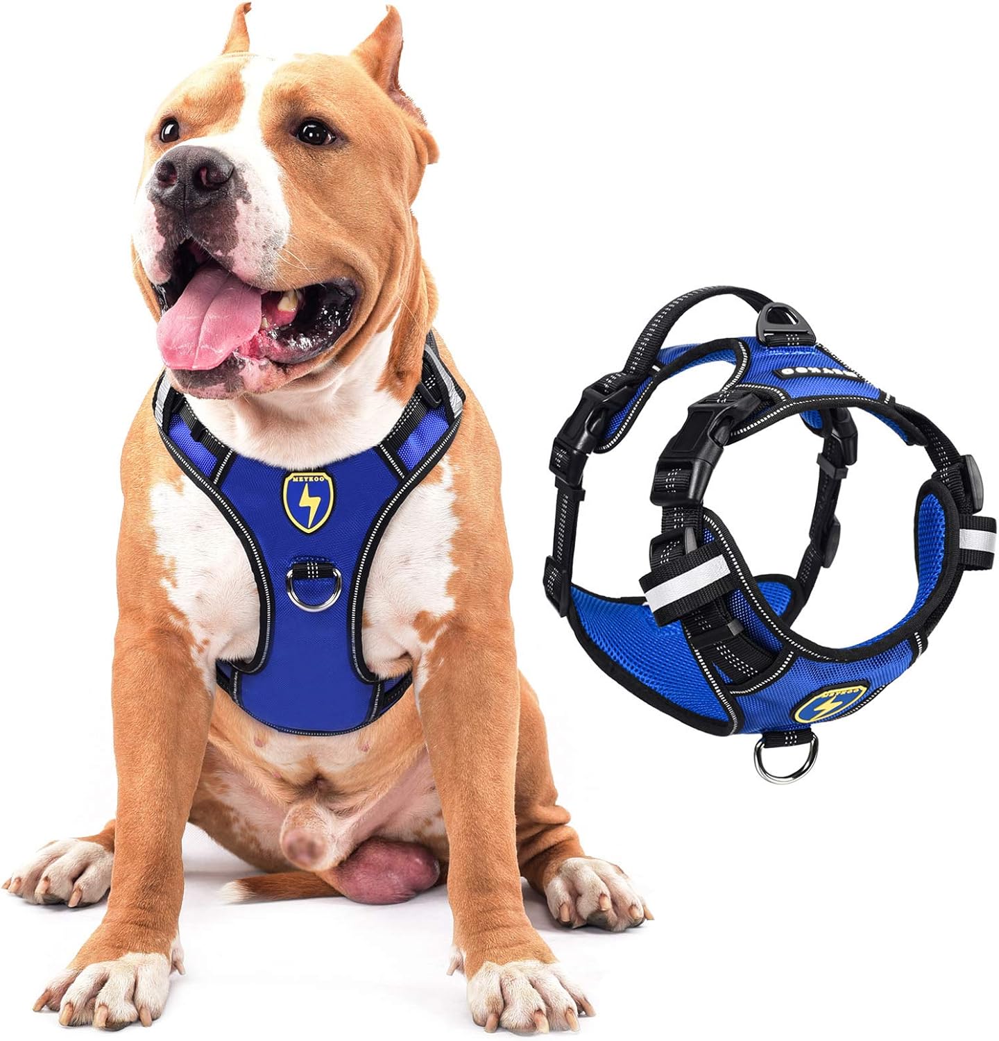 MeyKoo Dog Harness No Pull Soft Breathable,Easy Put on &Off No Choke Control Training Handle Outdoor Walk Joyride,Adjustable Reflective…
