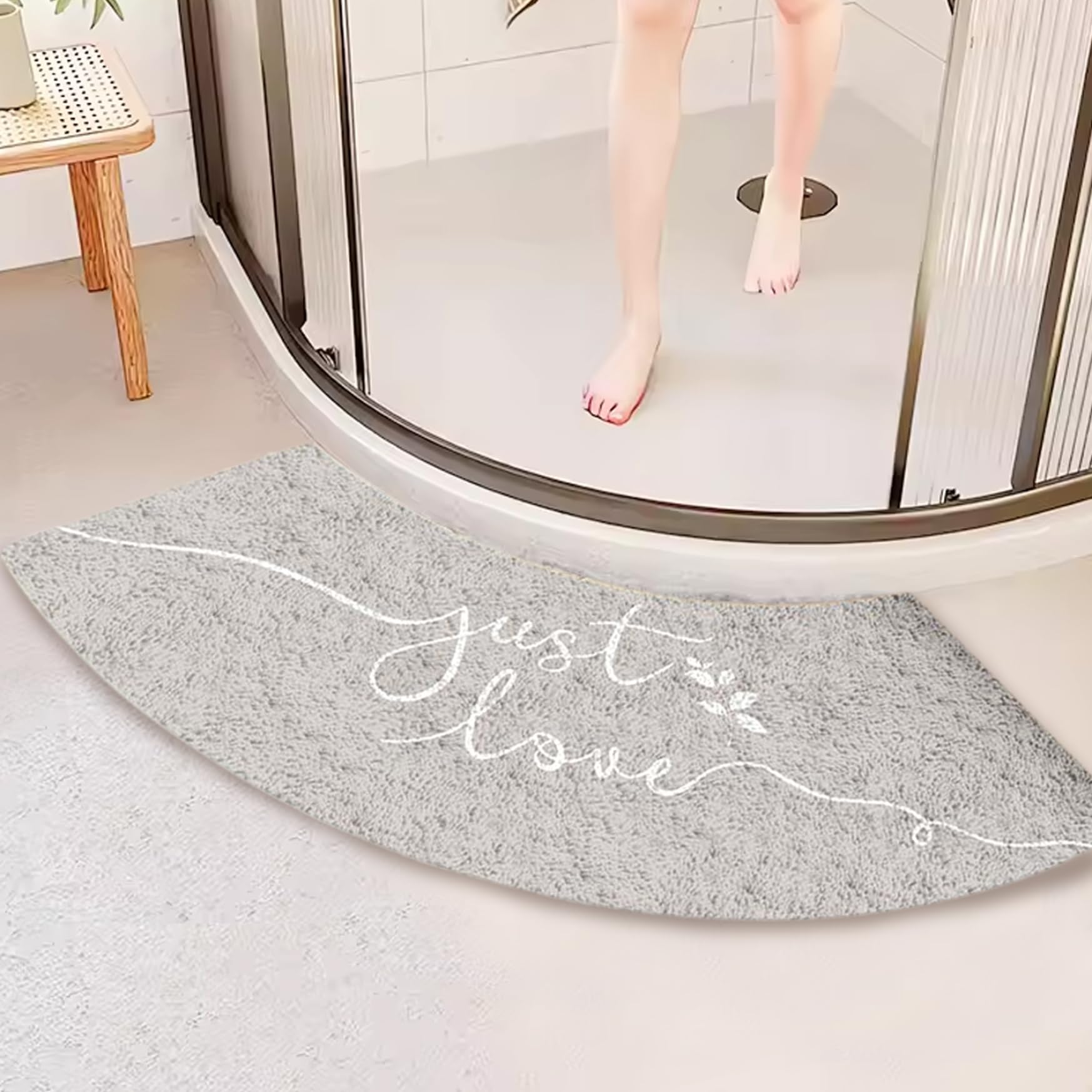 Licsaliwe 45*100Cm Soft Absorbent Corner Bath Mat, Non-Slip Machine Washable Shower Rug For Tub & Bathroom/18X39 Inch