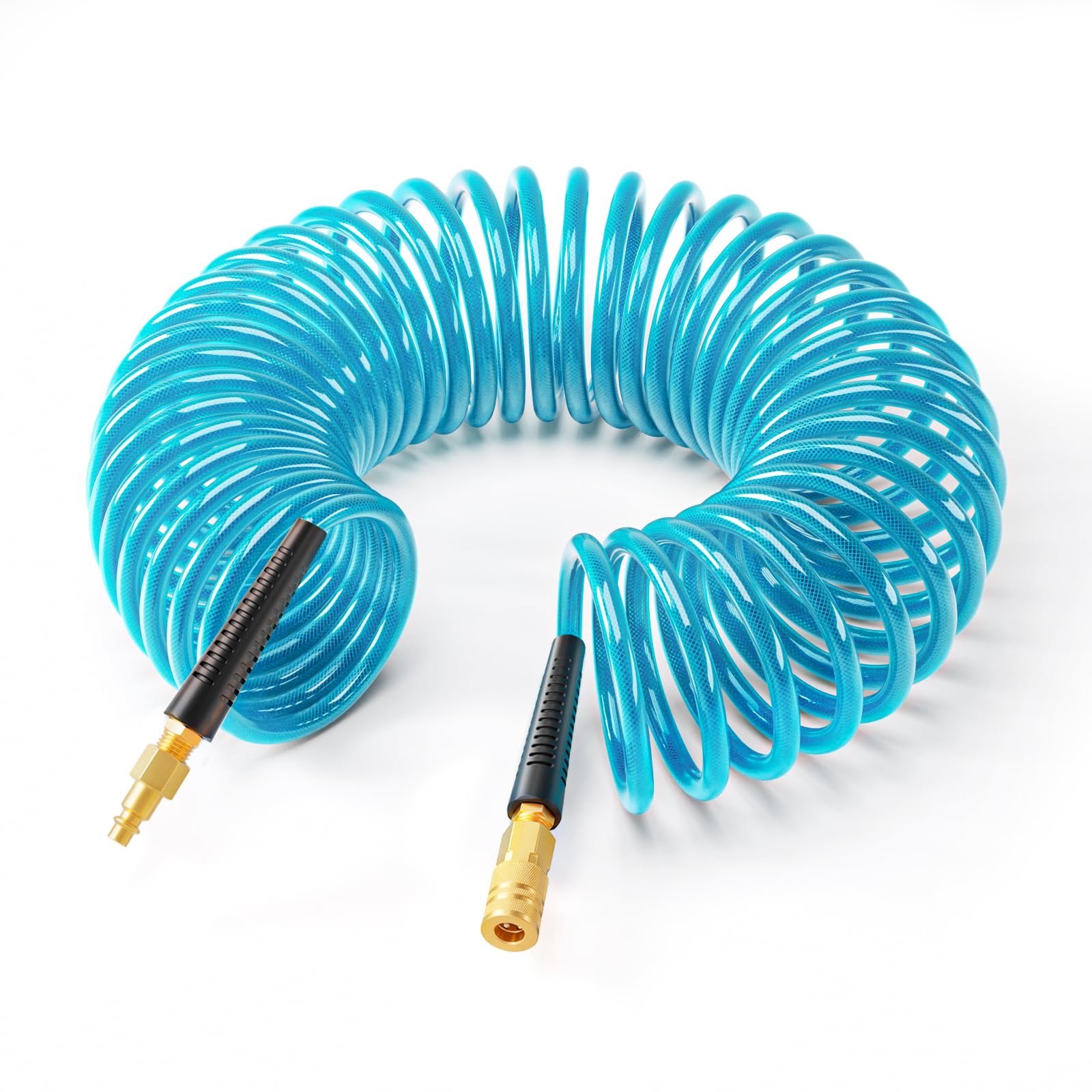 GASHER 3/8" x 25FT Polyurethane Recoil with Industrial Quick Coupler Blue