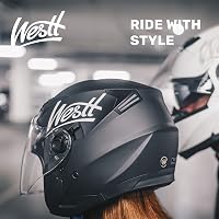 Westt Jet Matt Fekete Motoros Bukósisak Dupla Napellenzővel - ECE Tanúsított - S Méret (55-56 cm) Motorkerékpárhoz és Robogóhoz -  3