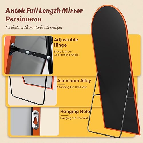 Miniatura 9 de Espejo de longitud completa, espejo de piso de 57 x 19 pulgadas, espejo de pie de arco independiente con soporte para dormitorio, espejo montado