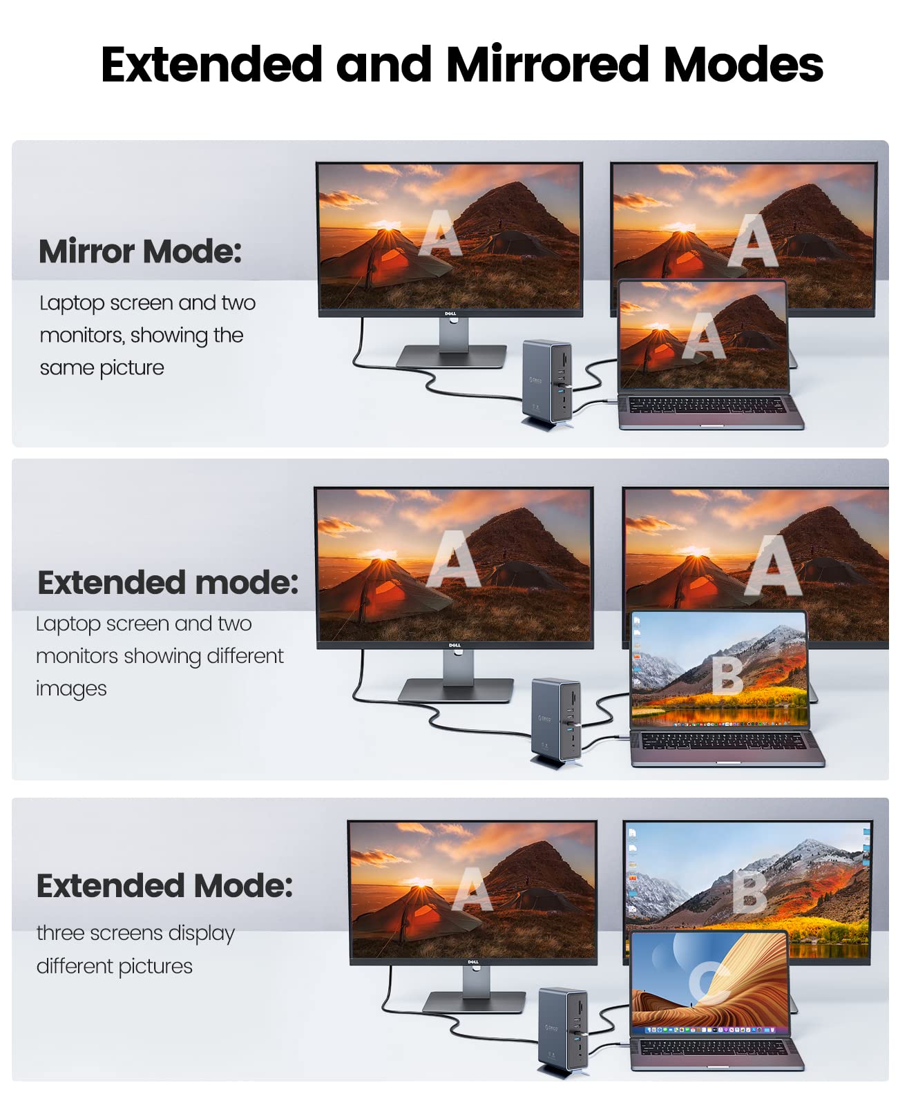 ORICO Docking Station 15 in 1 Laptop Dock Dual 4K Display USB Docking Station con 2 HDMI, 4K DP, 6 USB-A, 100W PD, RJ45, 3.5mm Audio, Lettore di schede SD/TF, È necessario scaricare il driver Grigio
