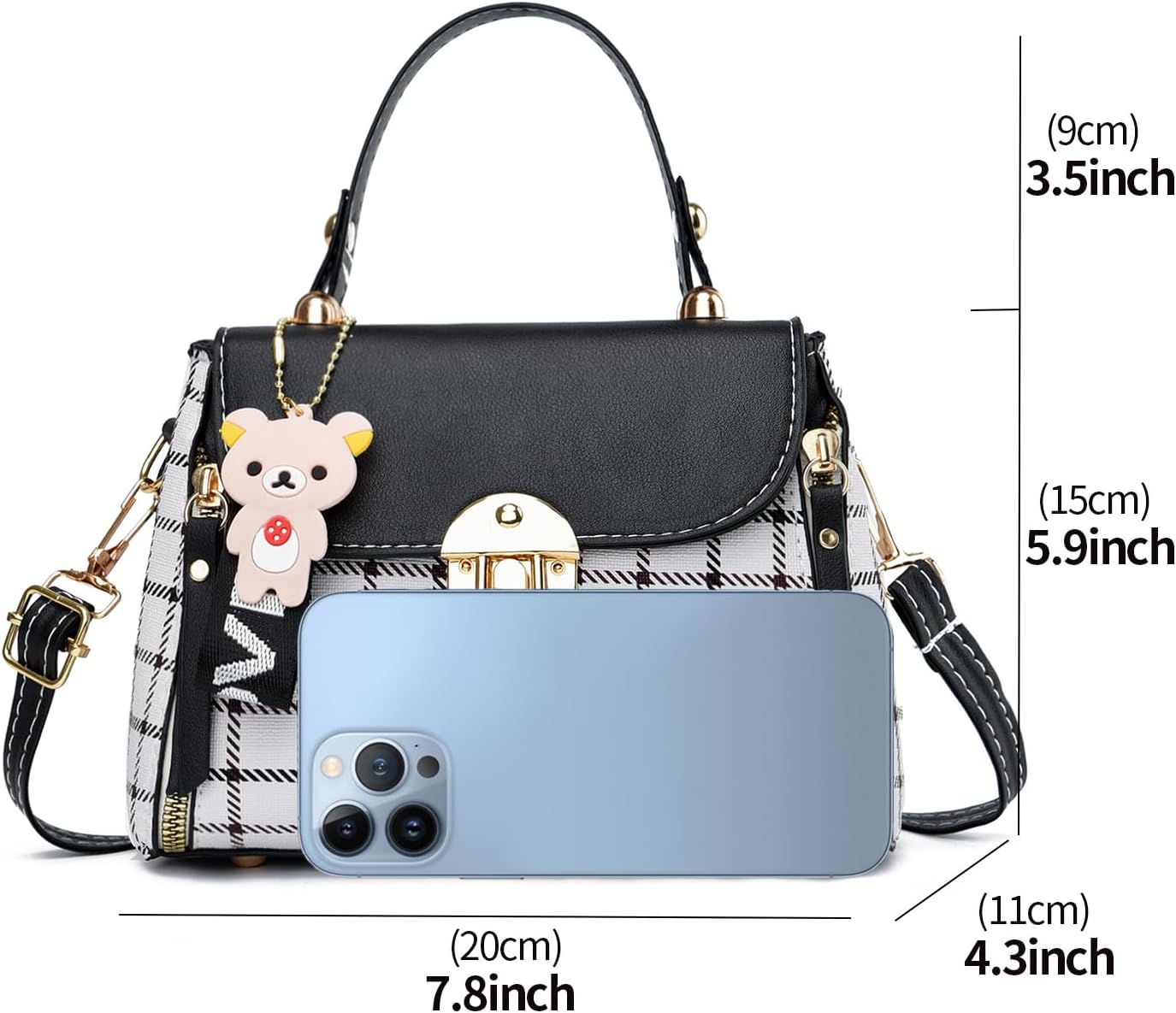 Xiaoyu Small Purses and Handbags for Women Fashion Teenage Girls Crossbody Bag Lightweight Shoulder Bag Plaid Pattern Satchel - Image 4