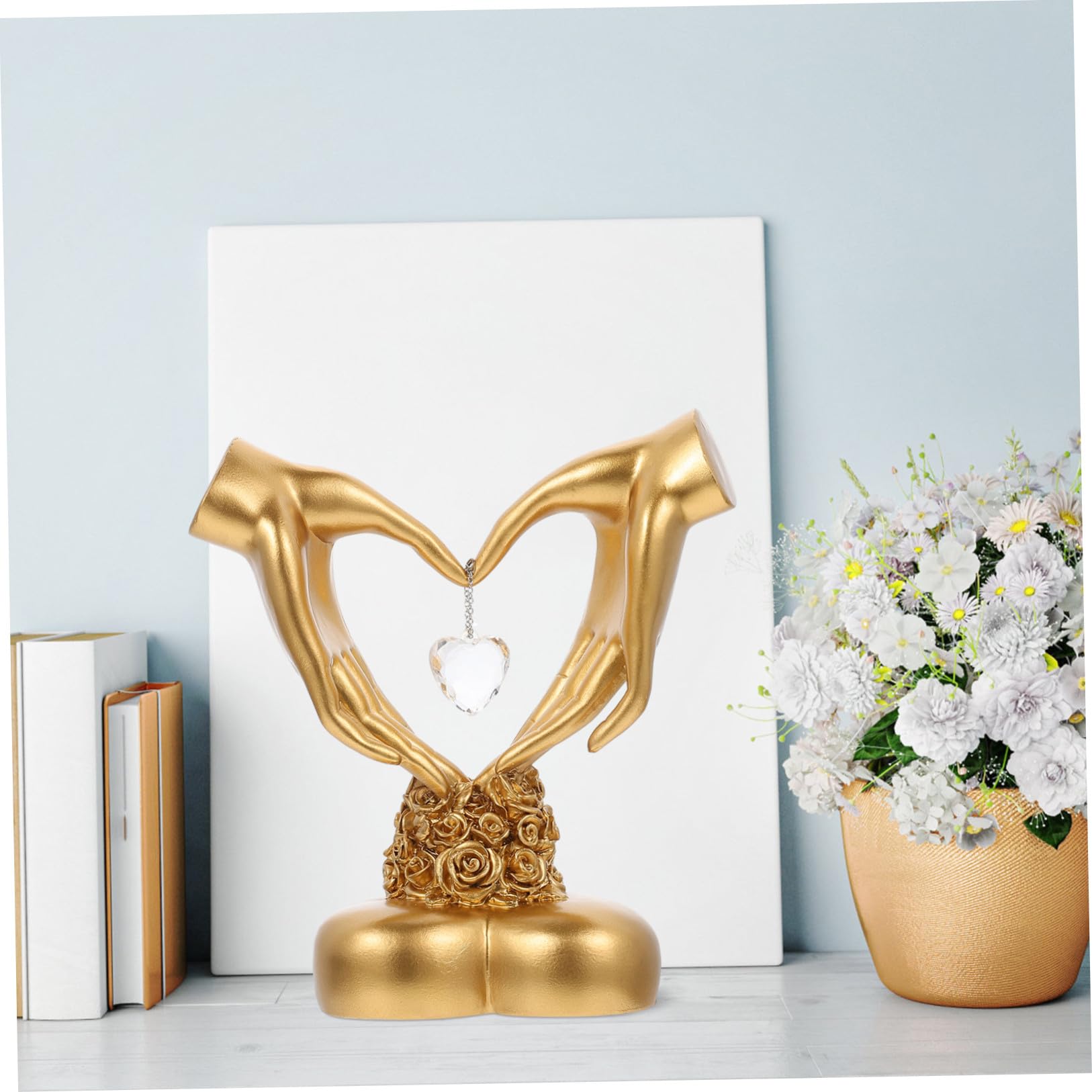 Amosfun Herzfigur aus Kunstharz Hochzeit Deko mit Rutschfesten Pads Leichtes Jubiläumsgeschenk für Valentinstag und Wohnraum