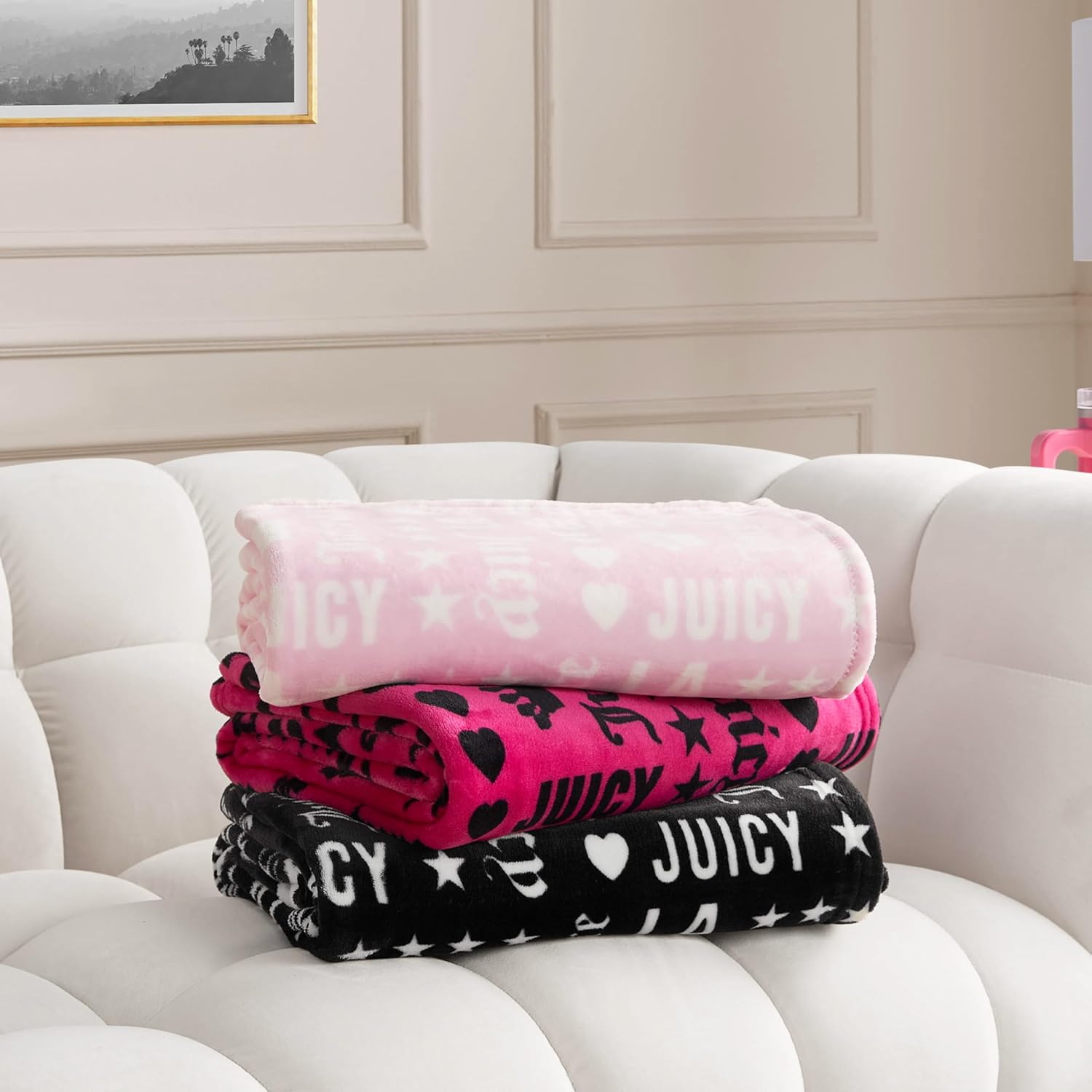Juicy Couture - Throw Blanket | Crown Royal | Plush and Cozy | Decorative Blankets for Sofas, Chairs and Beds| Luxurious and Soft | Chic Home Decor | Measures 50" x 70" | Black/White - Image 7