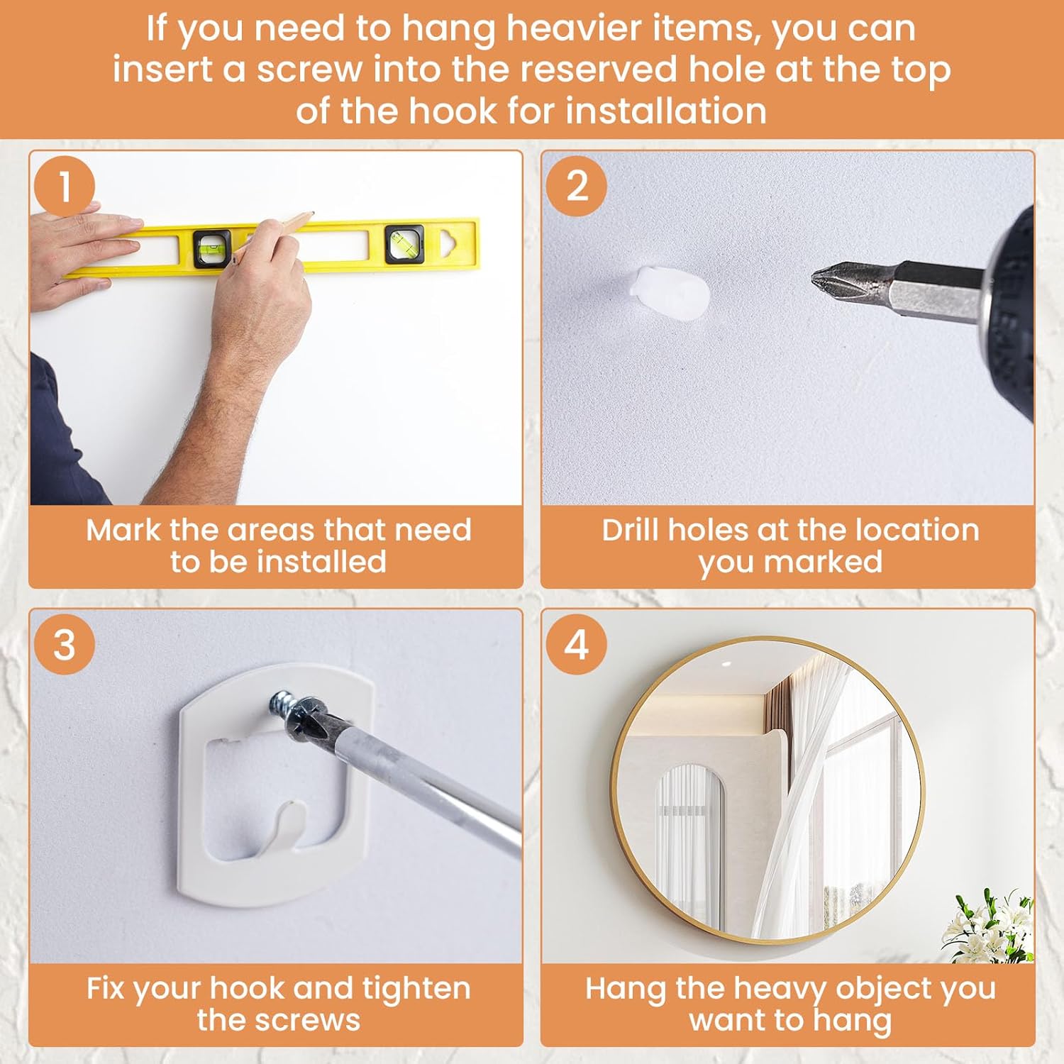 DINGEE White Claw Drywall Picture Hangers, 12 Pack 40Lbs Heavy Duty Wall Hanger Hooks, No Drill Installation No Damage with Reinforcement Hole for Picture Frame Mirror Photo Home Office Decor