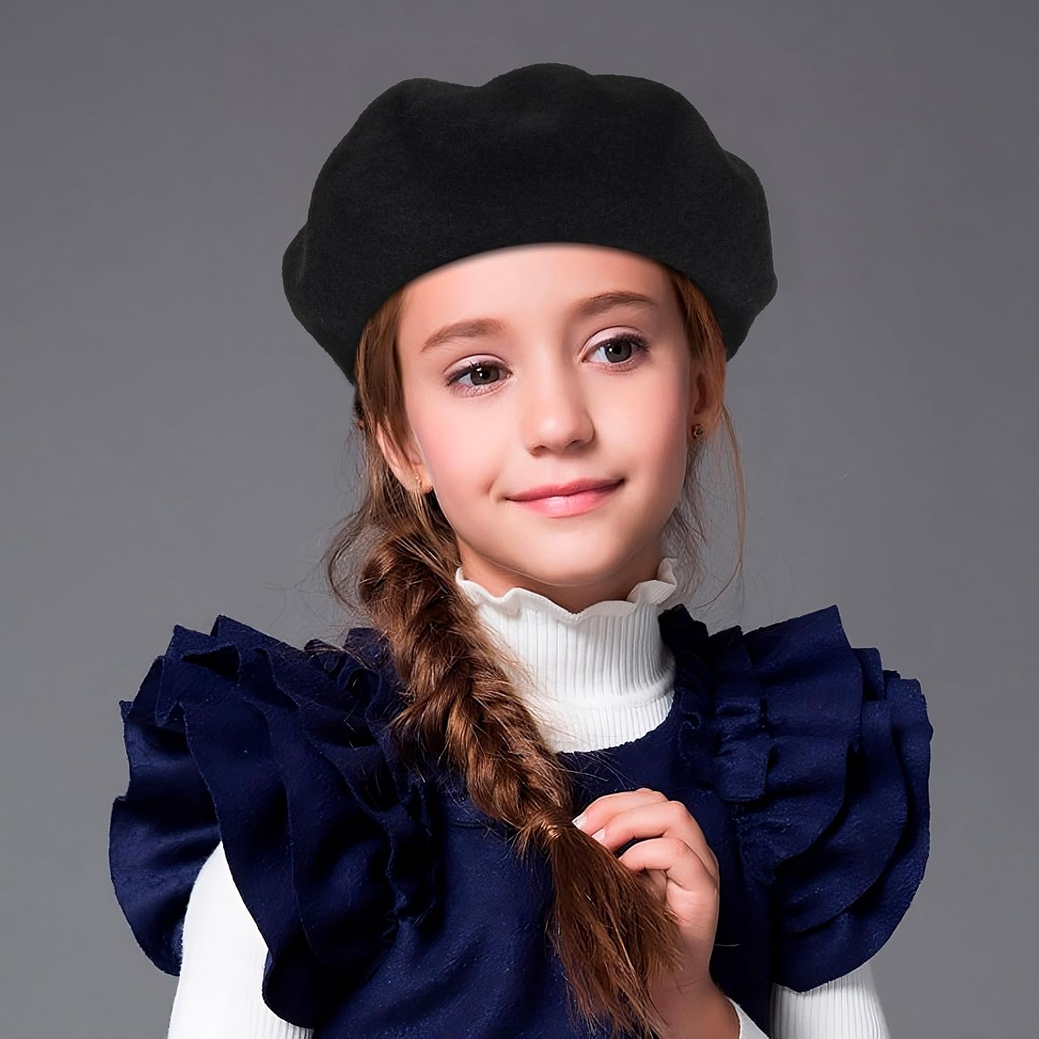 Utaly Wool French Berets Kids Girls Artist Painter Hats Winter Warm Beanie Cap for Baby Girls Boys 2-6Years