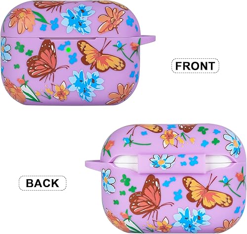 Miniatura 7 de Funda para Airpods Pro de mariposa, funda de silicona suave y bonita para Airpods Pro para mujeres y niñas con llavero para funda de carga de Apple