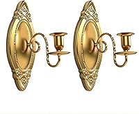 Vrnikhub Gold Victorian Candle Sconces Set of 2 - Brass Baroque Wall Sconces, Rustic Metal Candle Holders for Living Room, Bedroom, Fireplace Decor