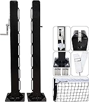 defulion Premium Permanent Pickleball Net Posts - Heavy-Duty Aluminum Poles, Flange Installation for Wobble-Free Stability