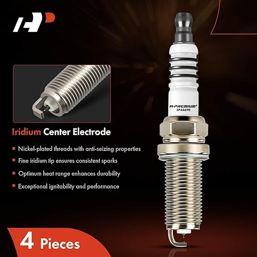 Miniatura 3 de A-Premium Bujías iridio platino (paquete de 4) compatibles con Toyota Camry y Nissan Altima y Hyundai Sonata y Jeep Cherokee y Kia Optima y Chrysler