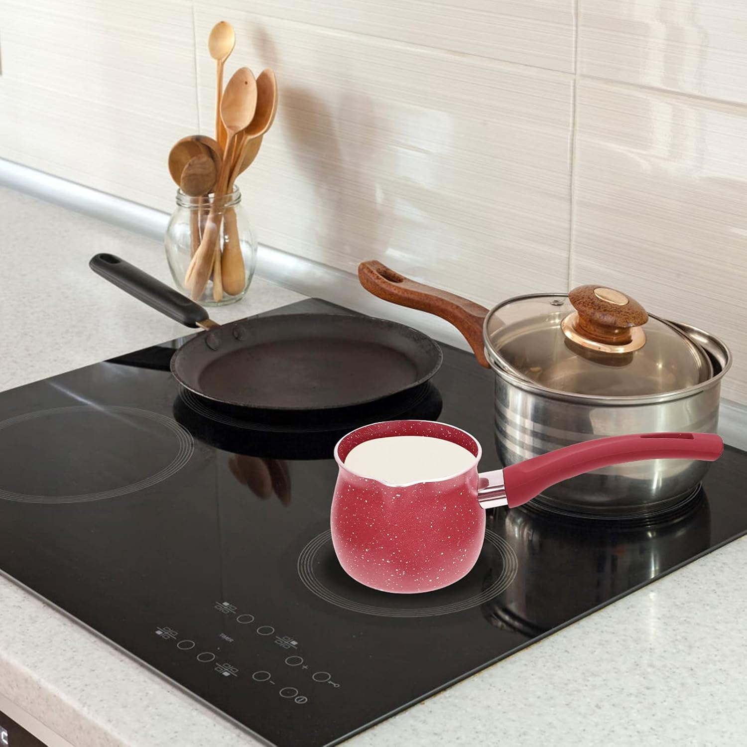 1 Pc Milk Pot, Milk Saucepan Milk Heating Pot Butter Warmer Pan Melting Pot Mini Cooking Pot for Milk Butter Sauce, 22.5X11X8CM