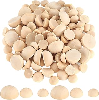 200 Pcs Half Wooden Beads, Unfinished Natural Split Wood Balls, 12mm/15mm/20mm Small Half Round Decorative Wooden Craft Beads Balls for Paint DIY Craft Kids Arts Toy Home Party Decoration