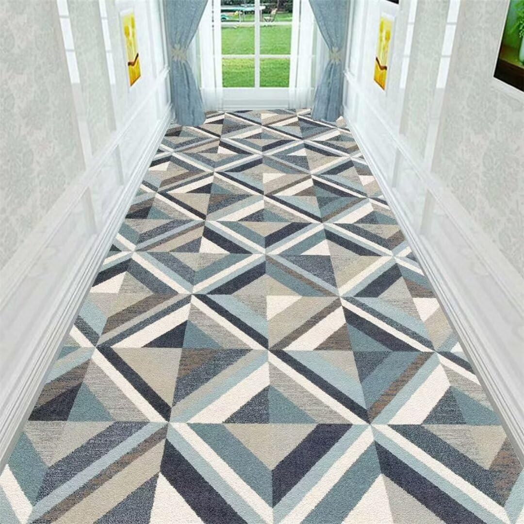 Tapis de Couloir Antidérapant et Résistant à l'Humidité Bleu 130X190