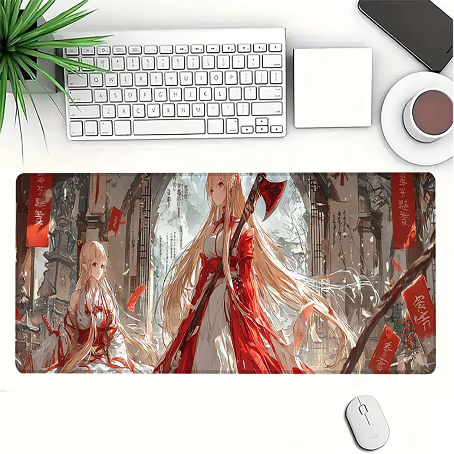 Lejnlnng Podkładka pod mysz do gier XXL, 160 x 80 cm, kreskówkowa mata na biurko, wodoodporna podkładka pod mysz XL Krajobraz, antypoślizgowa gumowa podkładka pod mysz z przeszytymi krawędziami, biuro