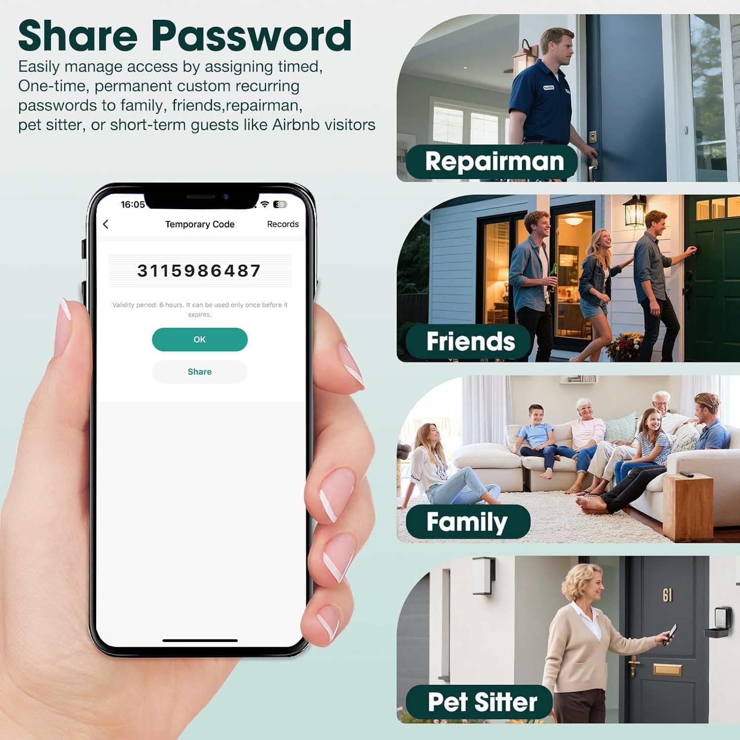 Smart Key Lock Box Electronic Bluetooth Lock Box with Tuya APP Control & PIN Code Types,Share eKey Lock Box for Airbnb Realtor House Office with Removable Shackle(Black)