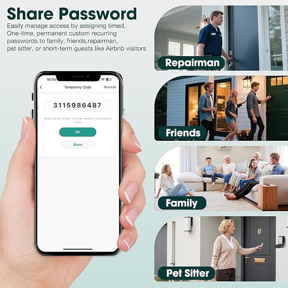 Smart Key Lock Box Electronic Bluetooth Lock Box with Tuya APP Control & PIN Code Types,Share eKey Wall Mounted Lock Box for Airbnb Realtor House Office(Black)
