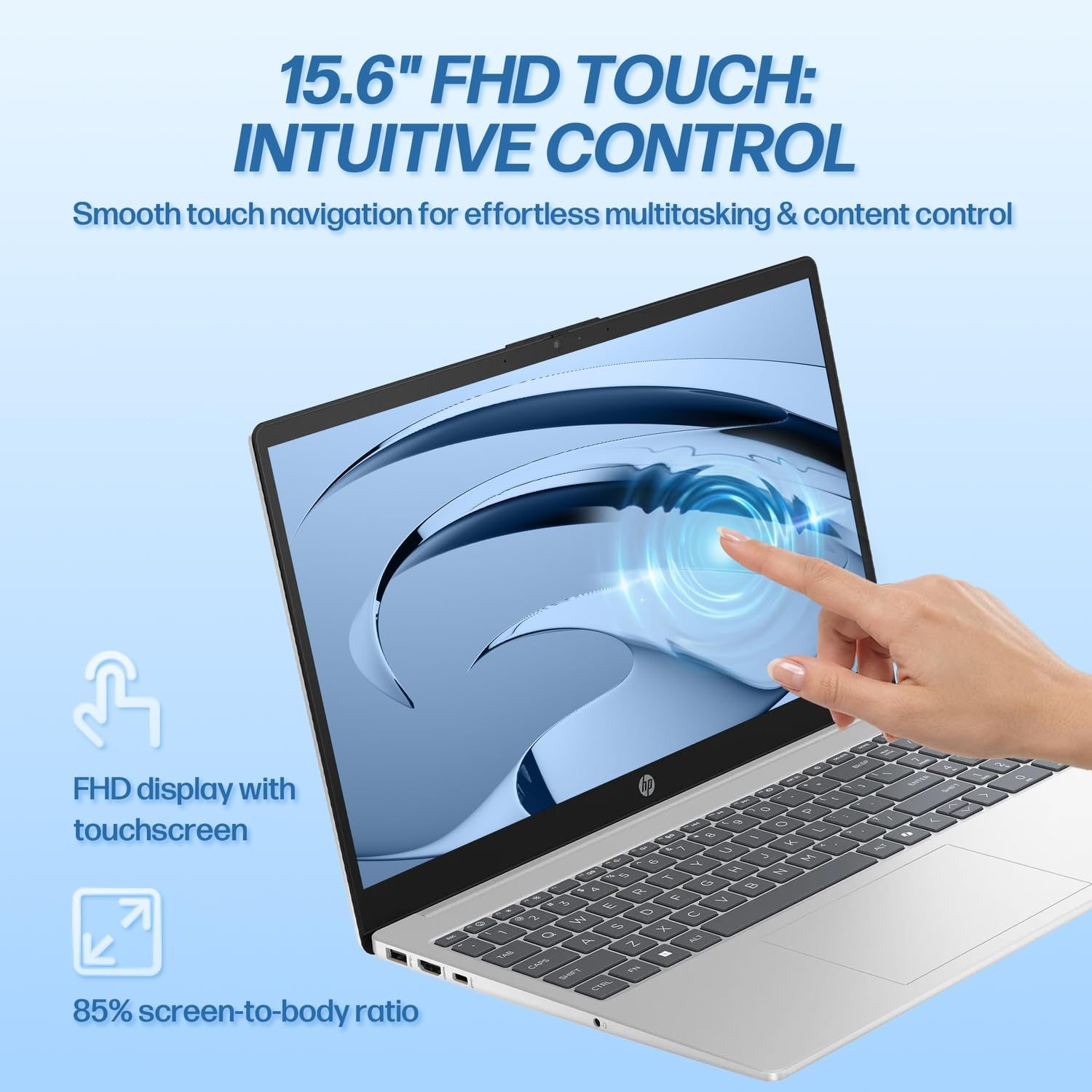 HP 15.6" FHD IPS Touchscreen Laptop, AMD Ryzen 7 7730U, 16GB RAM, 1TB SSD, AMD Radeon Graphics, Windows 11 Pro, Wi-Fi 6, Long Battery Life, Office 2019 Lifetime License, Natural Silver