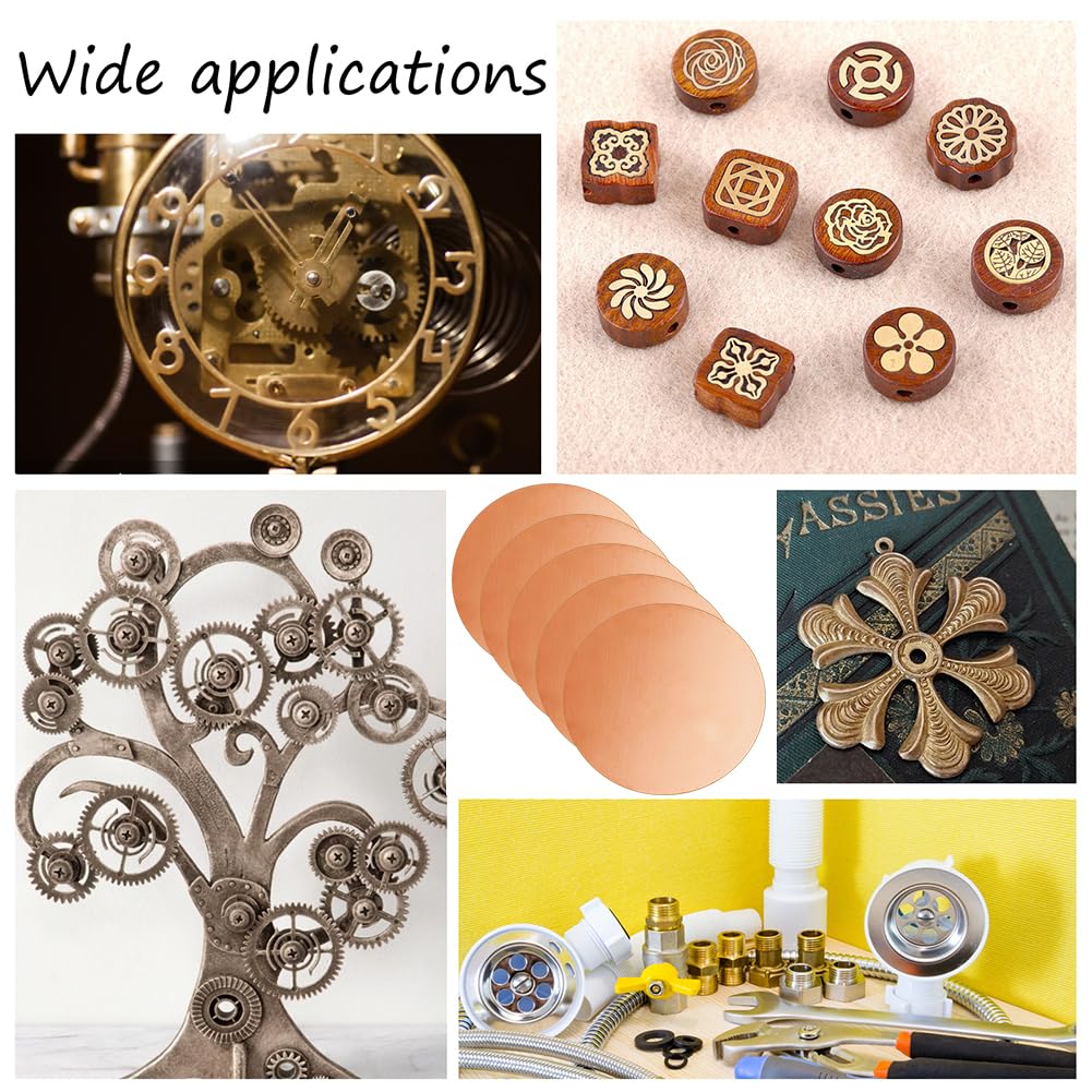 OLYCRAFT Pack Of 5 Round Brass Sheet 6 Cm Diameter Rose Gold Brass - View #2