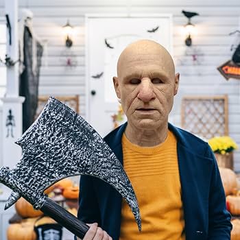 Maschera Da Vecchio Horror Con Cervello Esposto - Realistica In Lattice Per Halloween, Feste E Scherzi