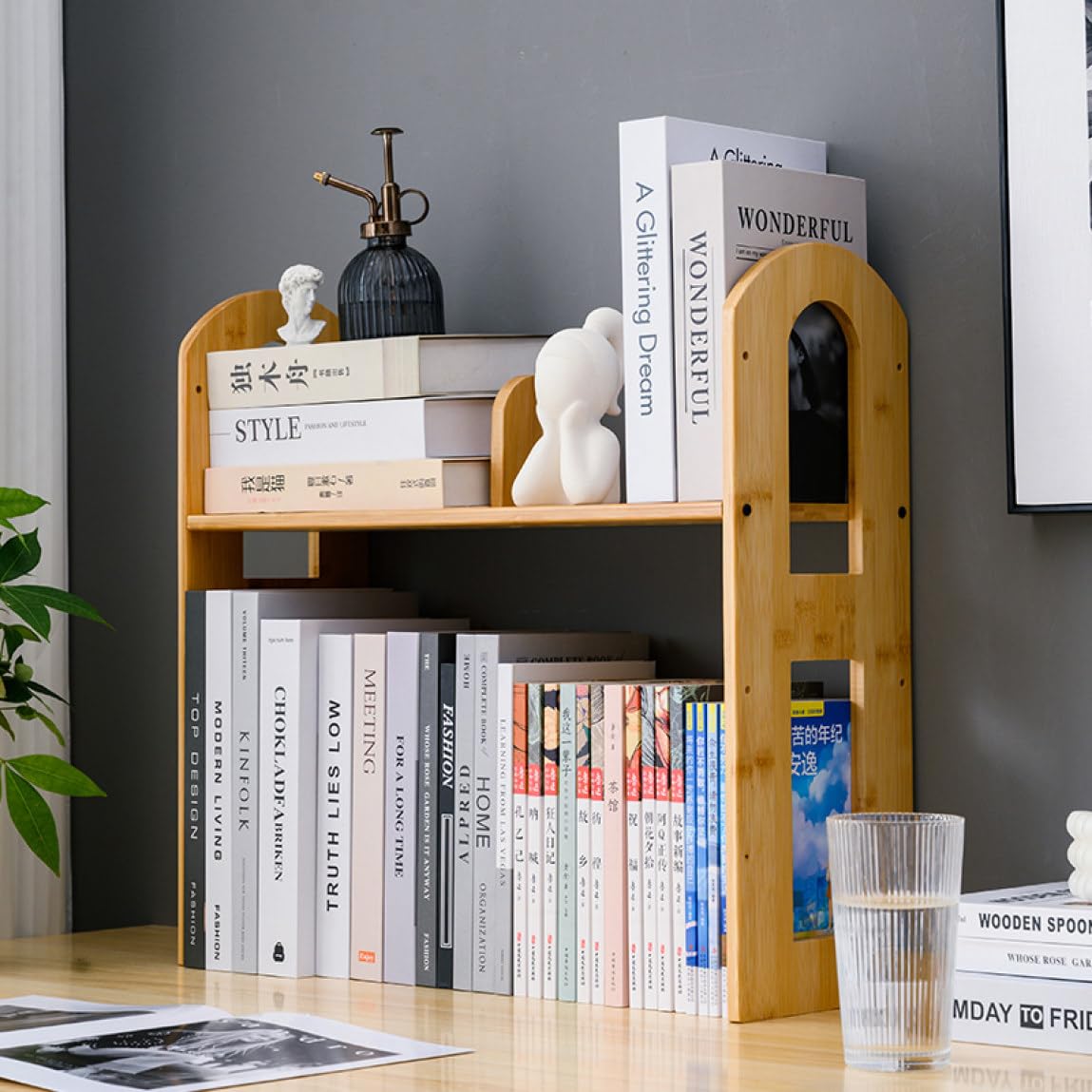 Amazon.co.jp: MJKQ9 ブックスタンド 倒れない 本立て デスク上置き棚