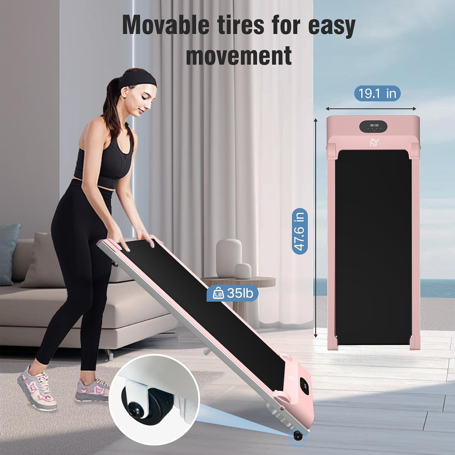 Walking Pad Treadmill, 3 in 1 for Walking and Jogging, Low Noise, Under Desk for Home/Office with LED Display, Remote Control, Installation-Free