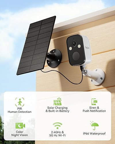 Miniatura 2 de Cámaras de seguridad 2K inalámbricas para exteriores, WiFi 2.4G5G, cámara solar inalámbrica para exteriores, visión nocturna a color, energía solar,
